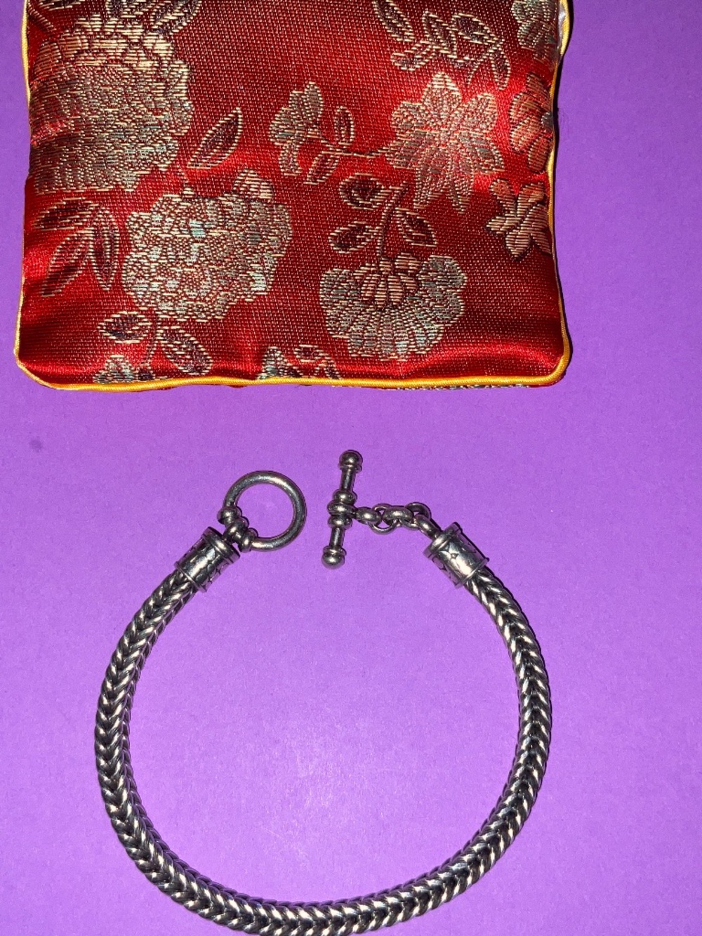 Heavy Bali 925 Sterling Silver 9” Woven Wheat Chain Toggle Bracelet 38g BA Mark